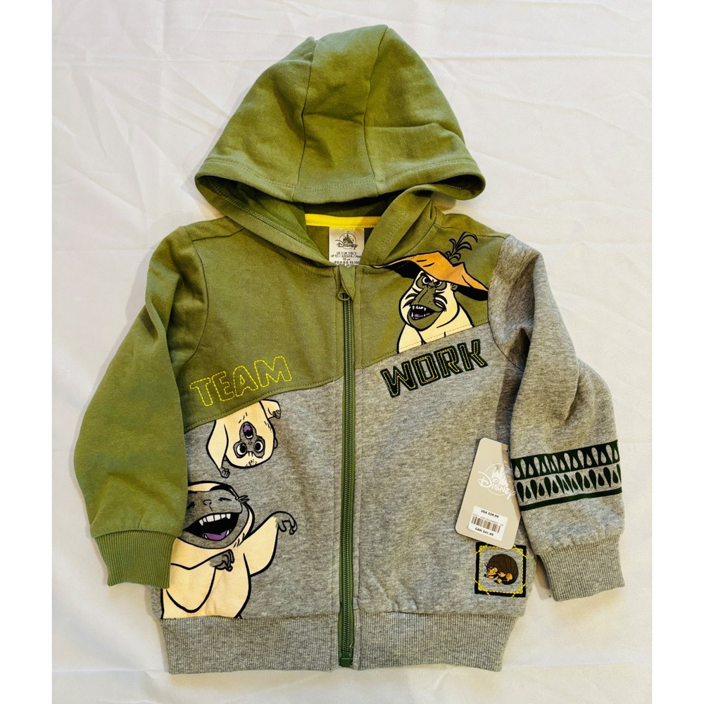Disney Raya and the Last Dragon Ongis Tuk Tuk Zip Hoodie Green Gray Kids Size 3